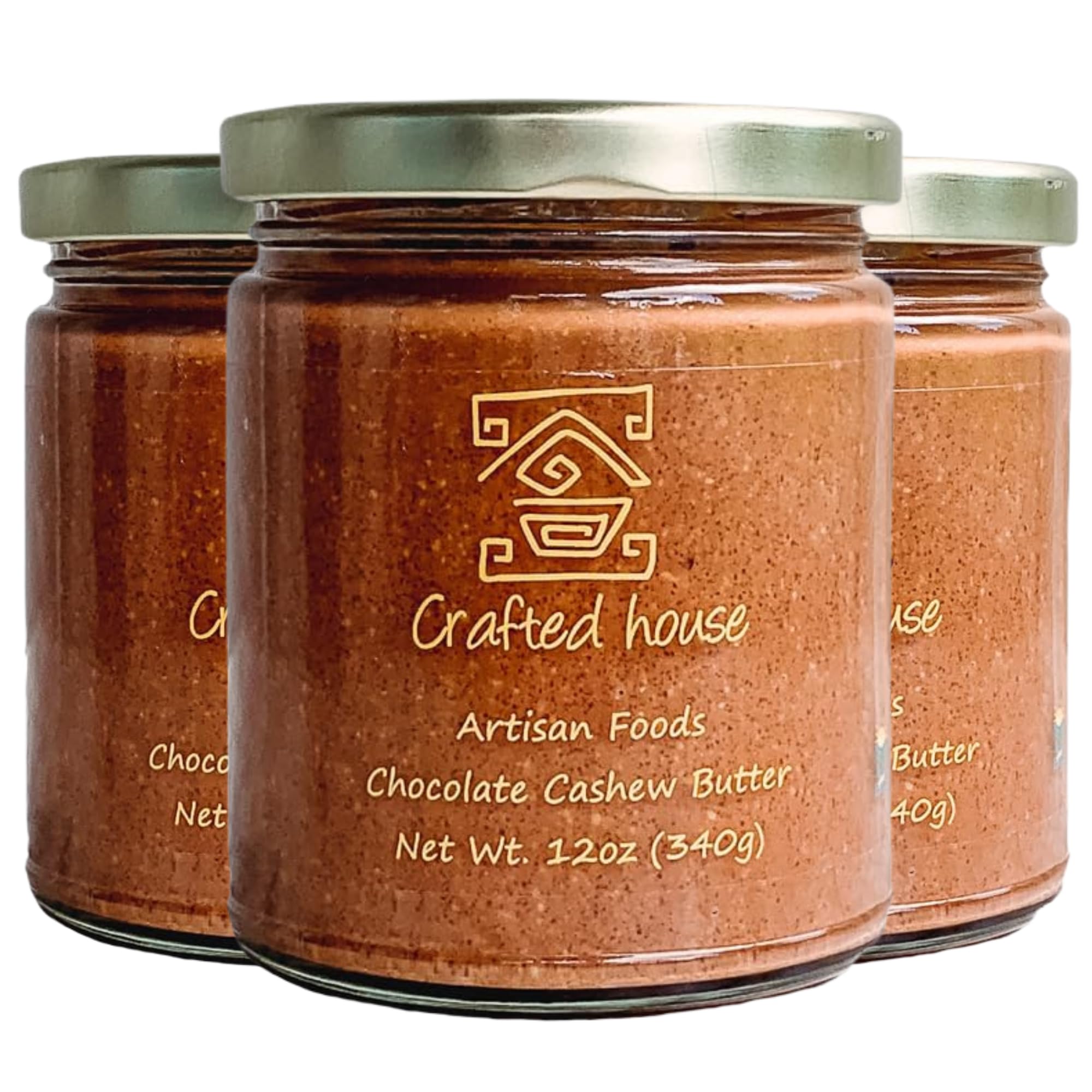 Crafted House Chocolate Cashew Butter 12 oz (4 Pack), Chocolate Spread - Healthy & Dark, Vegan, Natural Organic Cashew Butter - Non-GMO, Gluten Free,