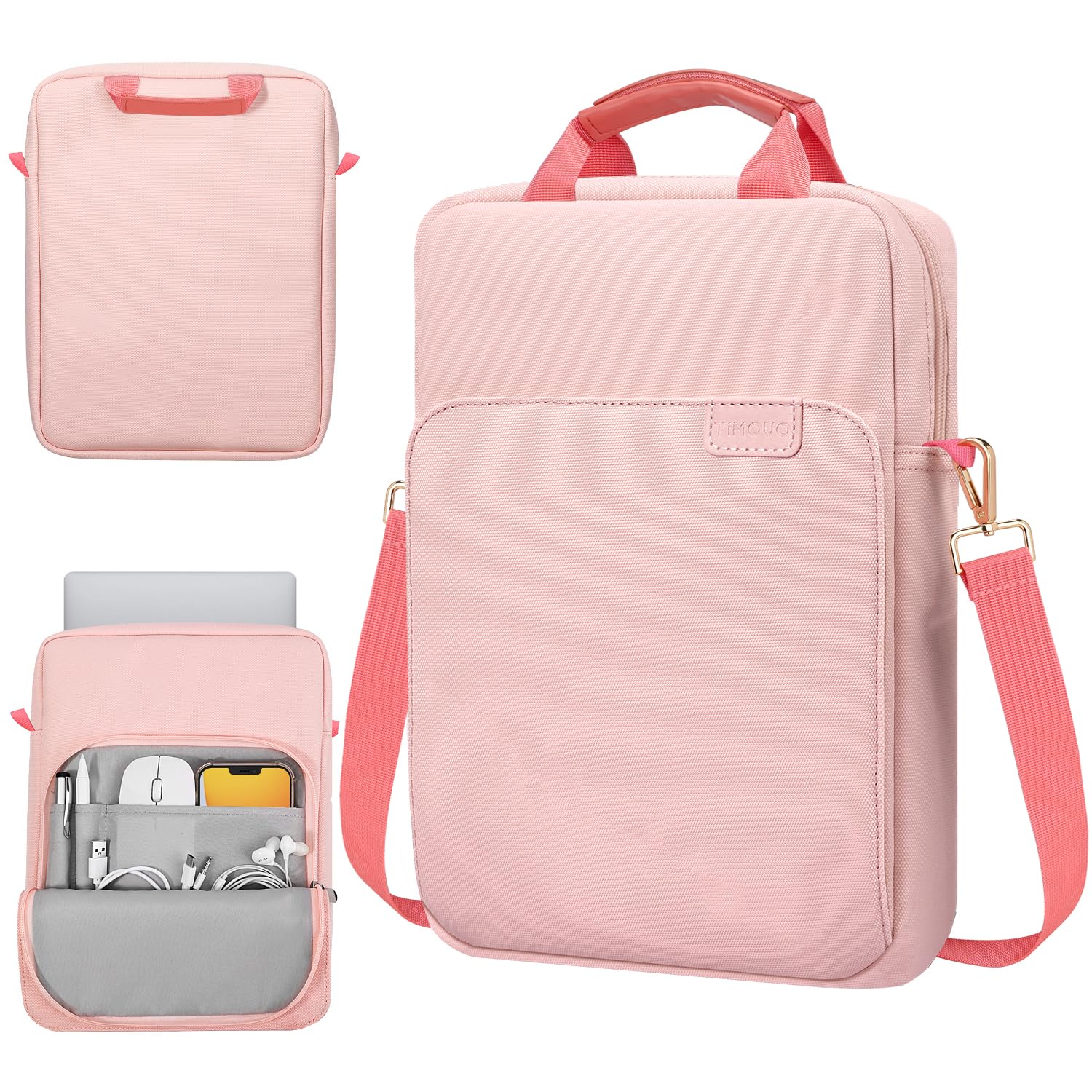 TiMOVO Custodia per Laptop per MacBook Air 13 pollici 2026 Modello A3449/A3240 con Chip M5/M4, Borsa da Trasporto con Manico e Tracolla, Rosa