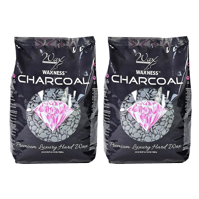 Cera dura em pérolas Waxness Charcoal, 1 kg, Pacote com 2