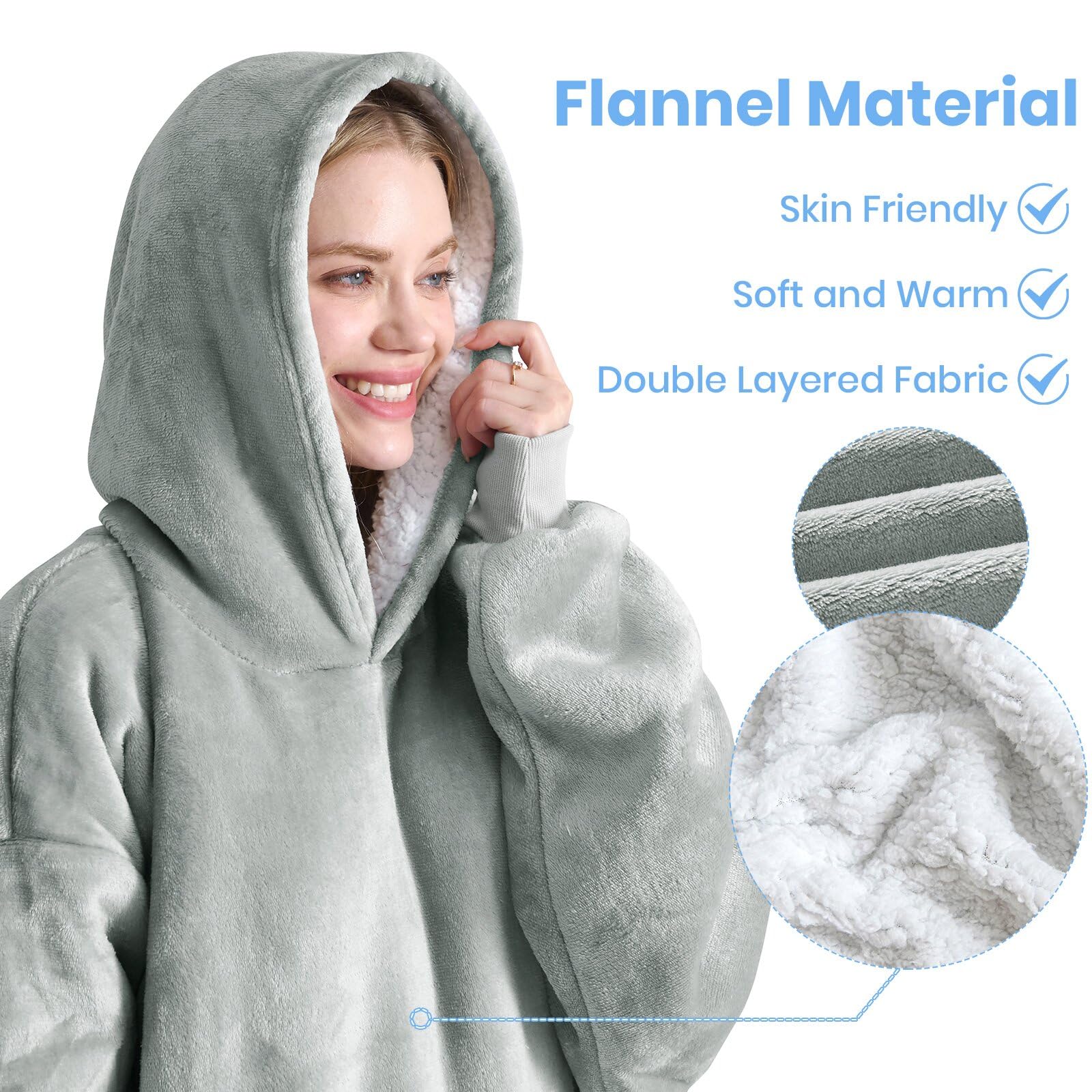 Good Nite Wearable Blanket Coperta indossabile con Cappuccio Oversize per Le Donne Donna