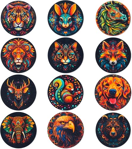 Miniatura 8 de Trillionn Paquete de 12 Posavasos de Fieltro para Bebidas, Posavasos Absorbentes para Café, Diseño de Patrón Japonismo