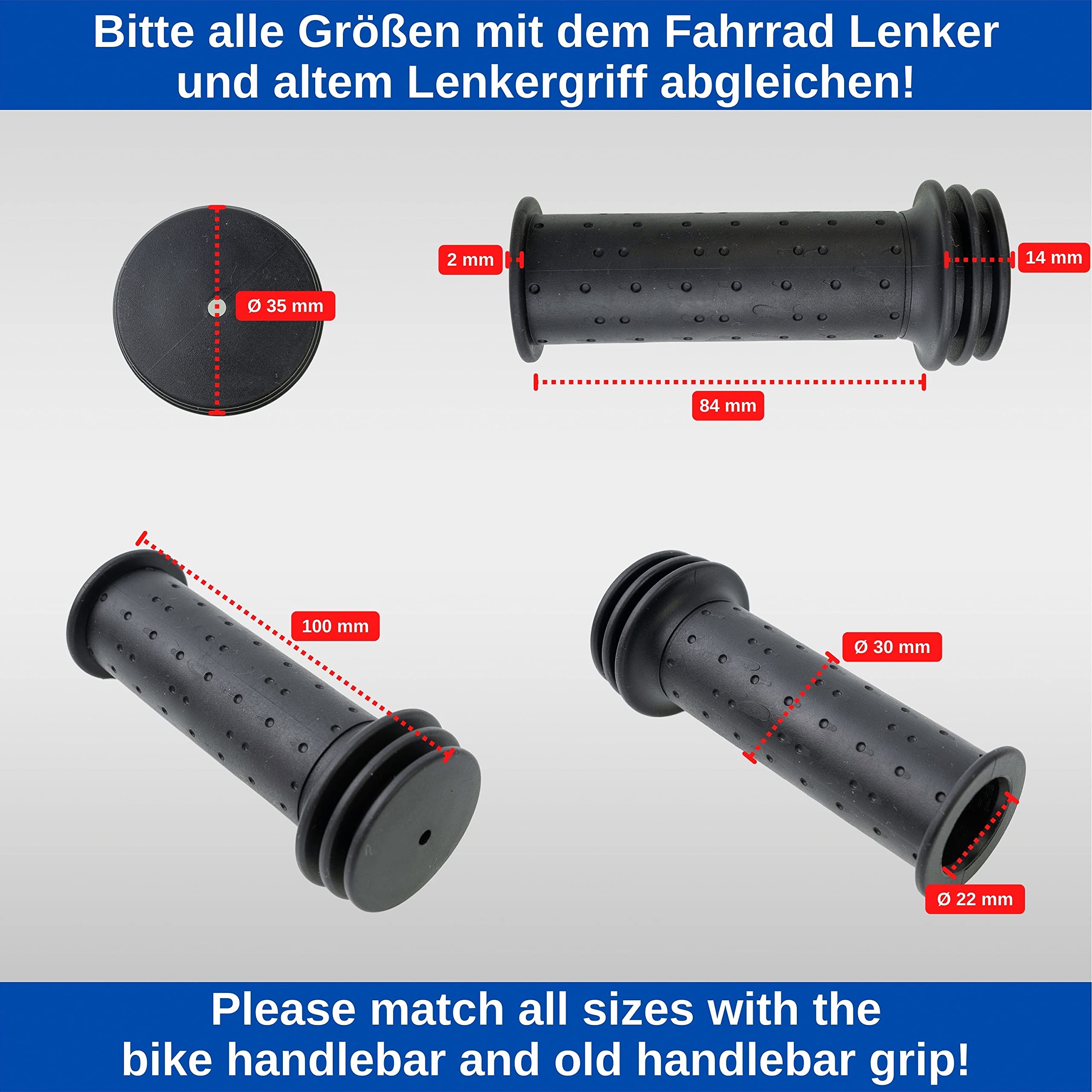 Manopole Per Manubrio Universali Nero - Diametri 18-33mm - Per Carriole, Carrelli E Attrezzi - Foto 2