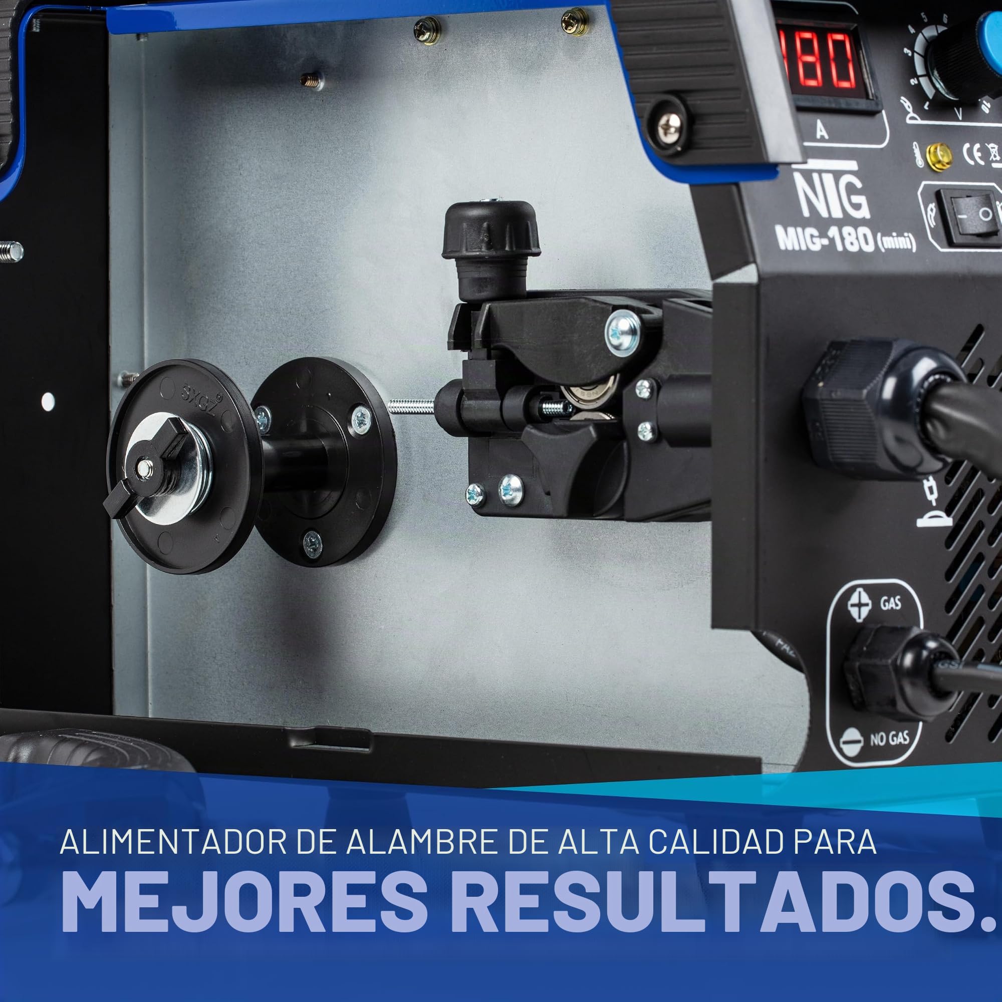 NTG MIG MAG MIG-180mini - Soldadora inverter multifunción (180 A) | FLUX - Alambre de llenado sin gas - Electrodo de gas protector E-Hand - MMA Pantalla digital IGBT - para taller de coche