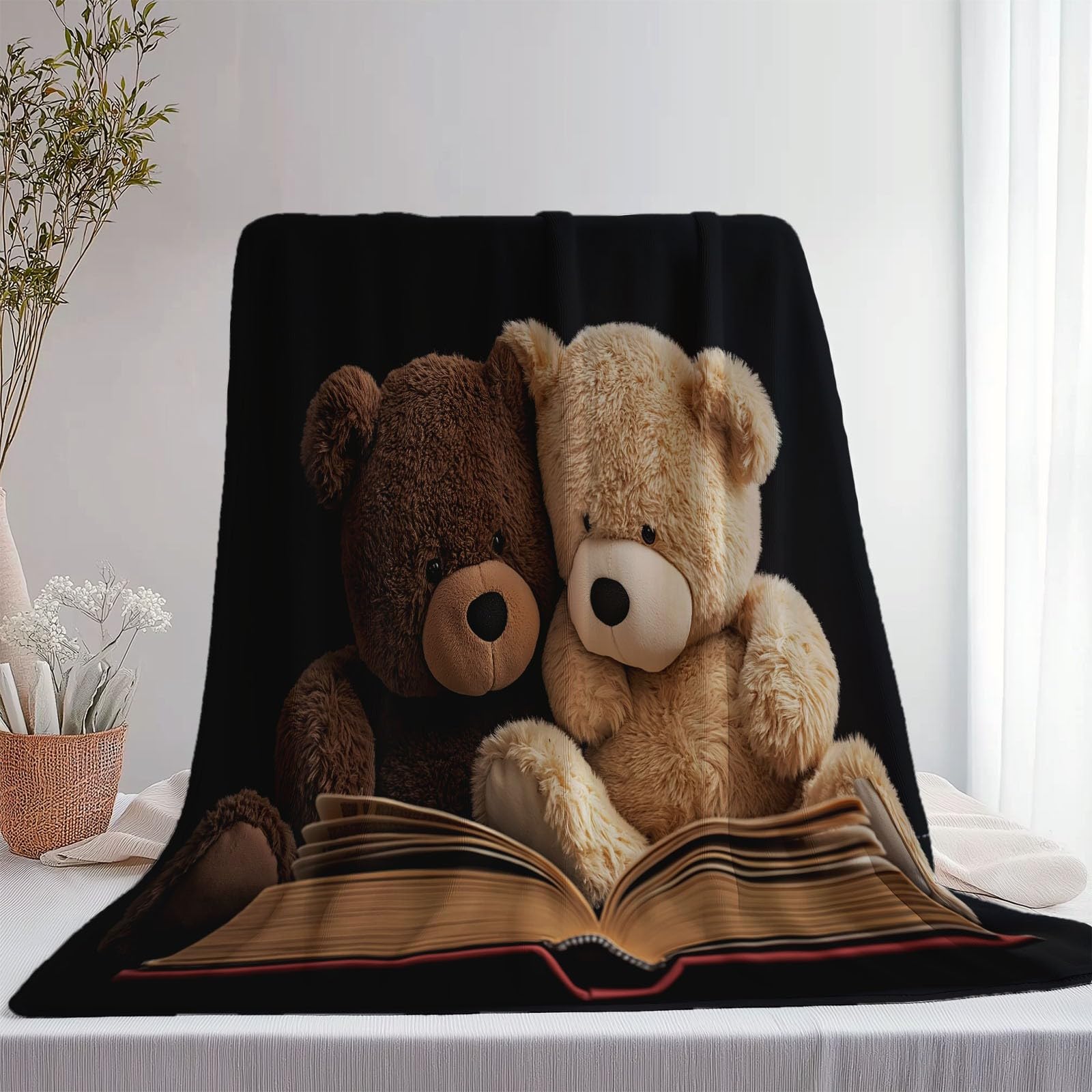 Kuscheldecke Erwachsene 3D Bunt Flanelldecke Sherpa Fleecedecke Erwachsene 150 x 200 cm Weiche Microfaser Warmer Wohndecke Einfacher Teddybär Motiv leichte und warme Wohndecke