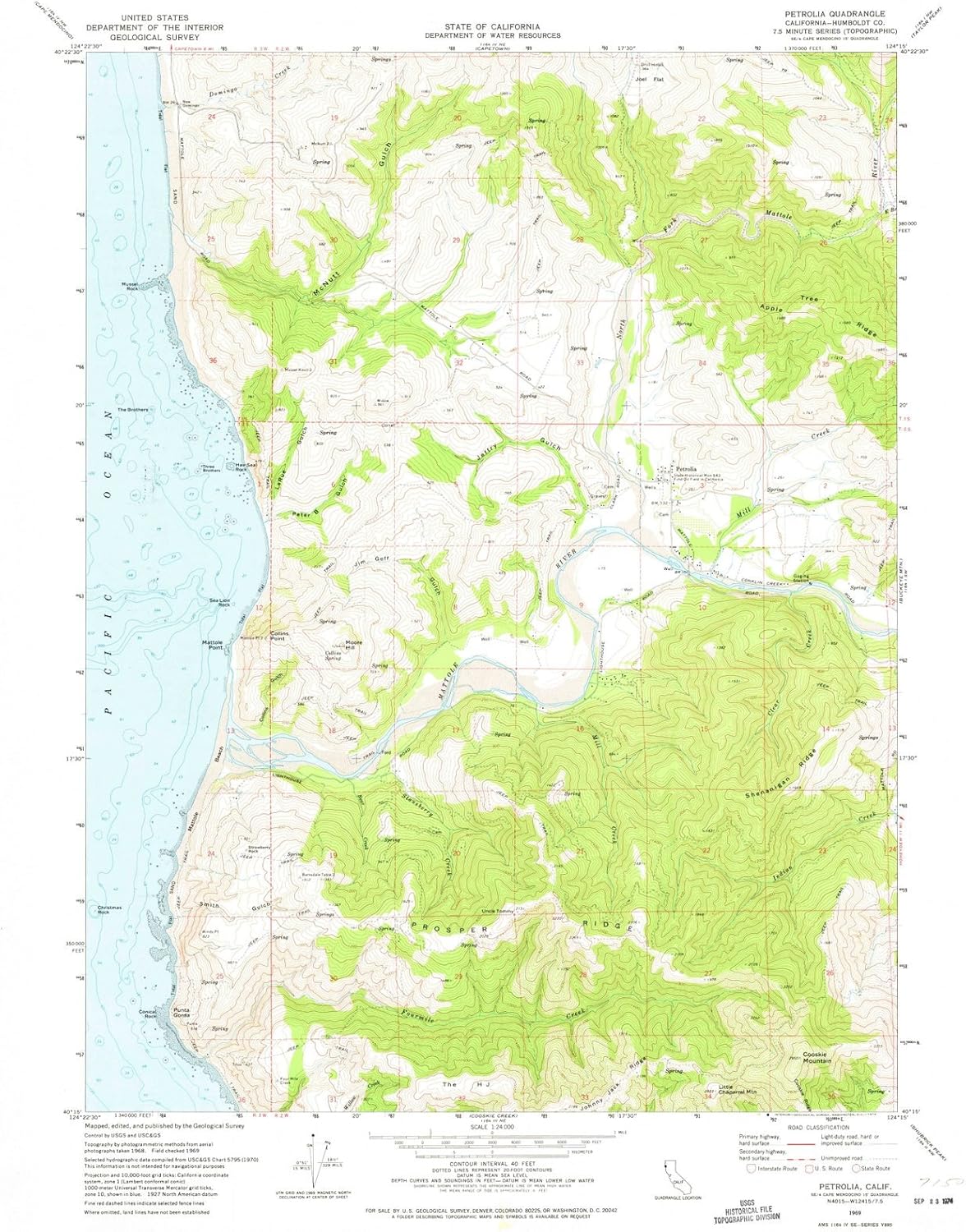 Amazon|カリフォルニア地図 1969 ペトロリア、カリフォルニア州 USGS 歴史的地図 ファインアート地図複製プリント
