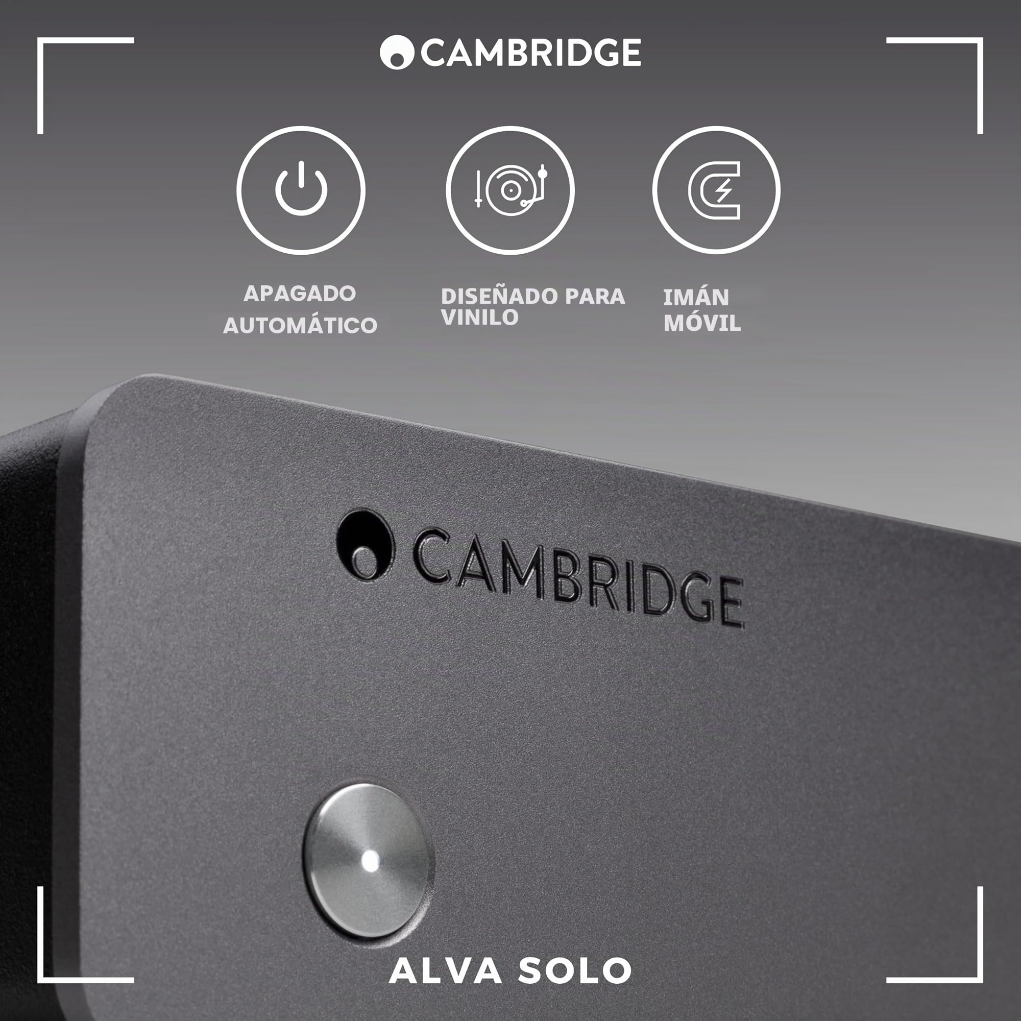 Cambridge Audio Alva Solo – Preamplificador phono imán móvil, preampli estéreo HiFi para tocadiscos & vinilo, bajo ruido – Lunar Grey