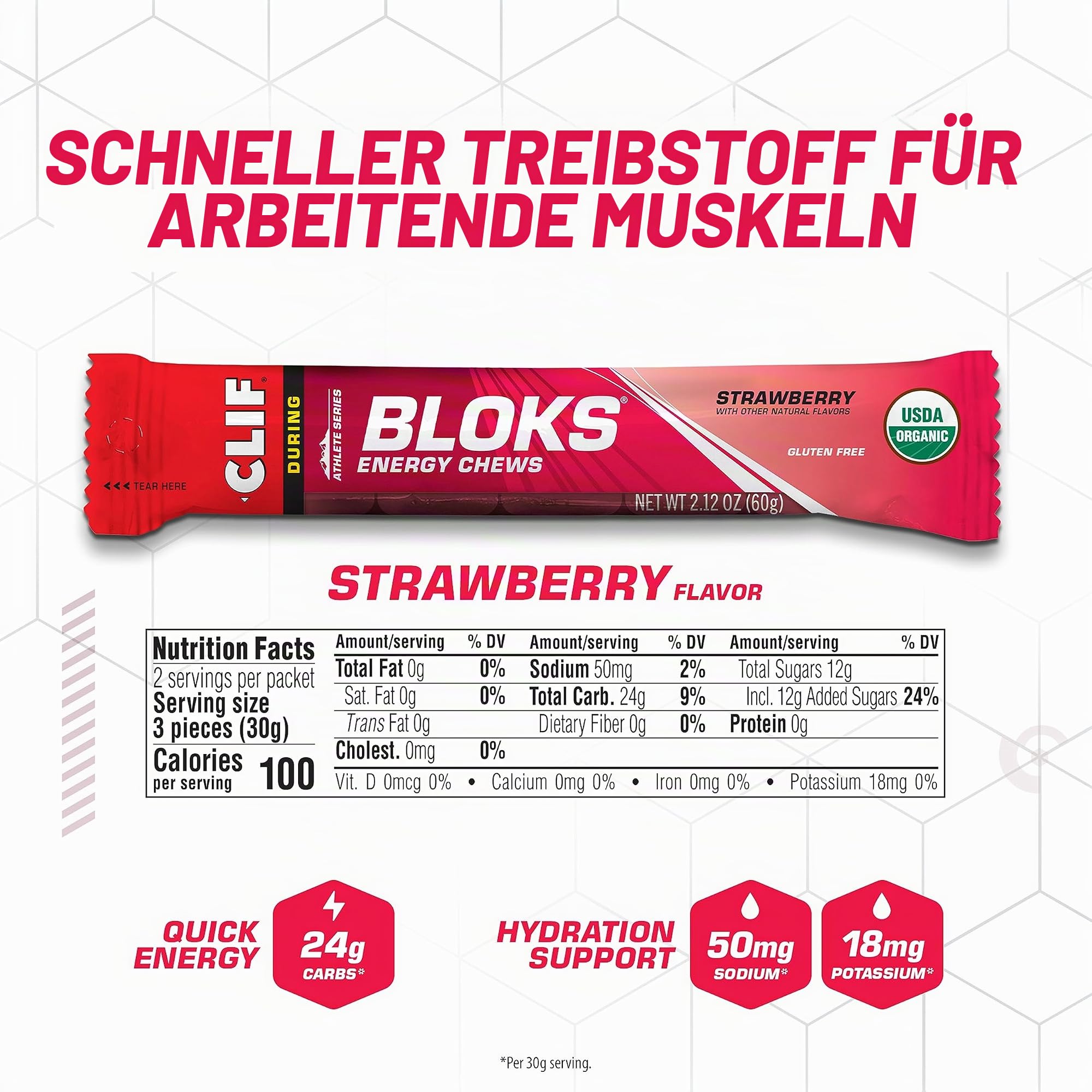 Clif Bar Shot Bloks Erdbeere 18er Pack (18 x 60g)