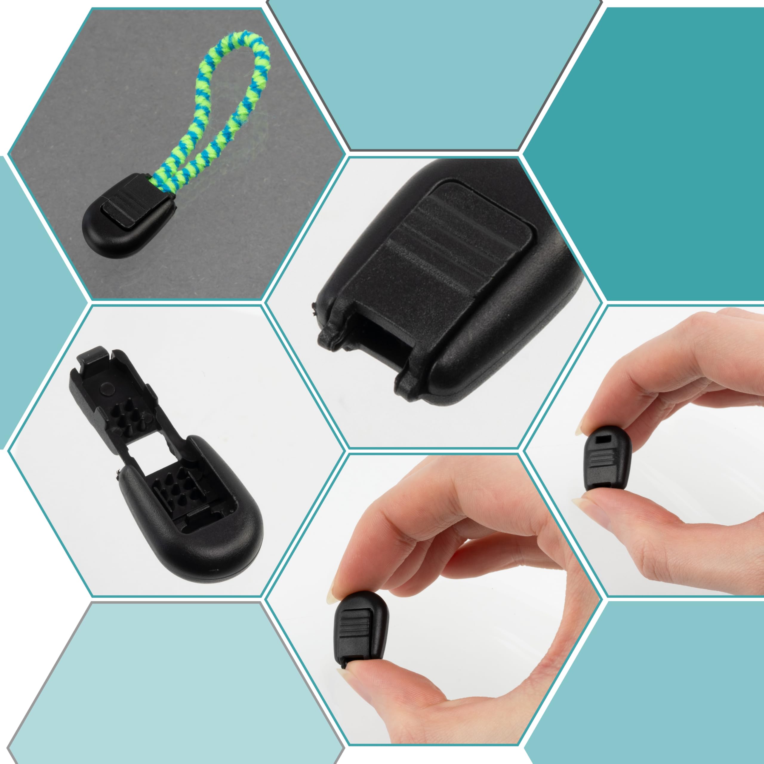 Aerzetix - Set Di 10 Punte Pieghevoli Per Cordino, 20 Mm, Colore Nero, In Plastica, Per Lacci, Paracord, Hobby Creativo E Pelletteria
