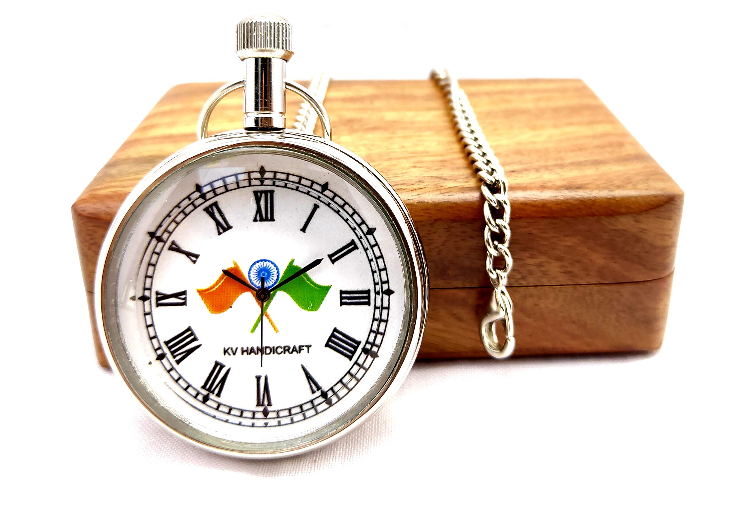 Analog Tri Color Pocket Watch with Sheesham Wooden Box-image-23