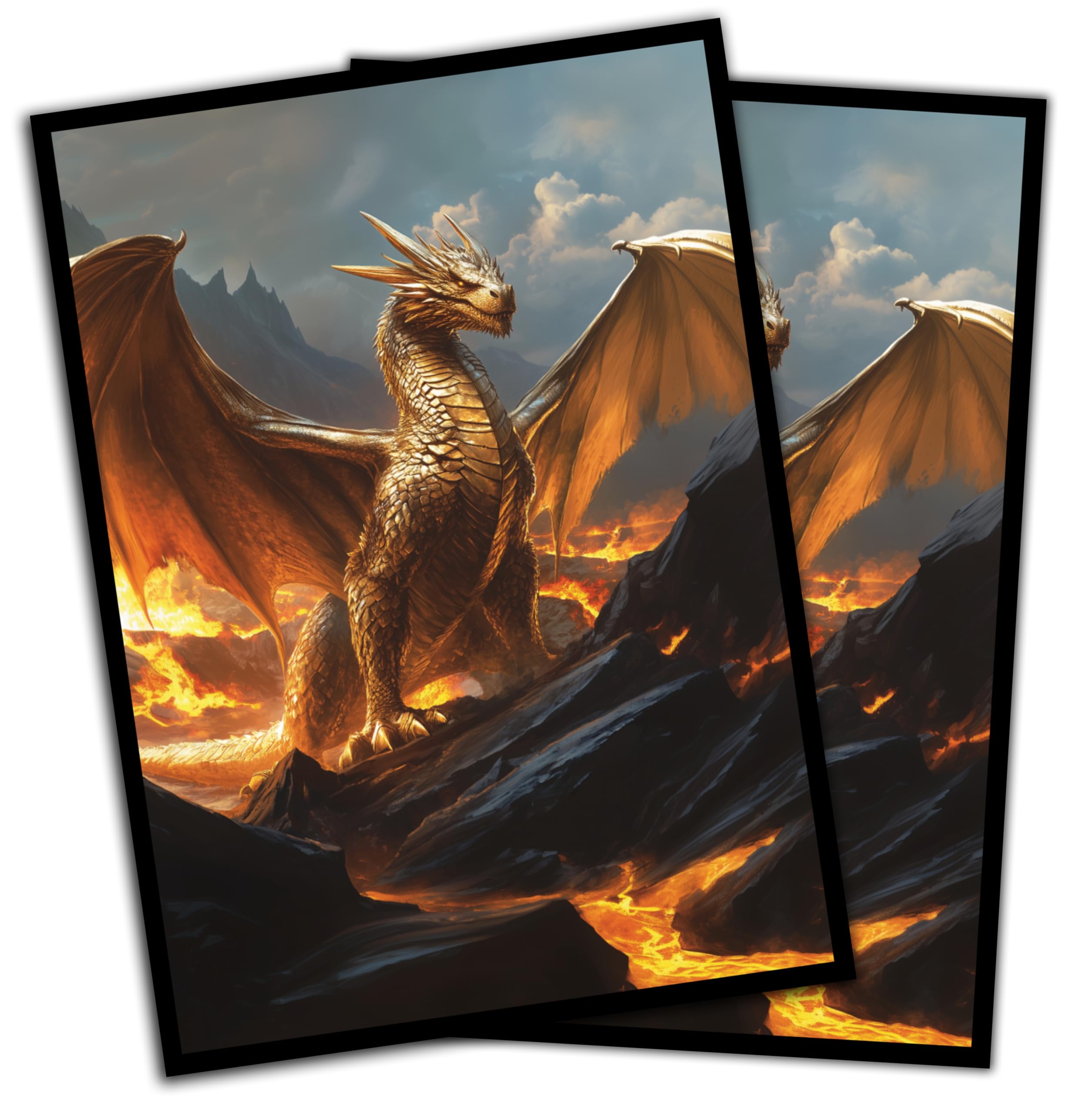 Ancient Brass Dragon Card Game Sleeves - 102 Pack - Compatible with MTG and Other TCGs - Perfect for MTG Dragon Commander Decks Like The Ur Dragon or Mirrym
