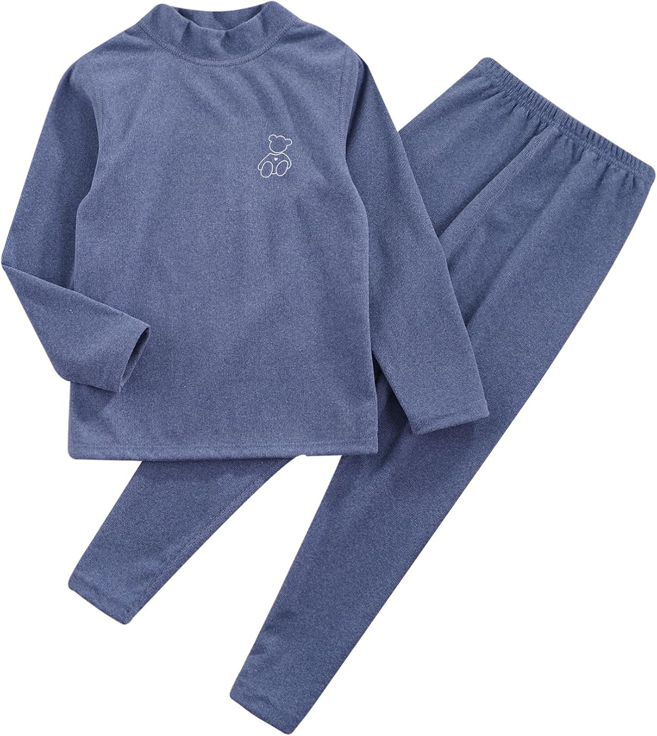 Aislor Boys Girls Thermal Underwear Long Johns Set Bear Print Long Sleeve Cold Weather Base Layer Tops with Leggings