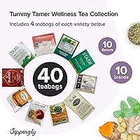 Vista 2 de Regalo de muestra de té de digestión para domador de abdomen, 40 bolsas de té de hierbas para comodidad y bienestar digestivos, vegano, sin gluten
