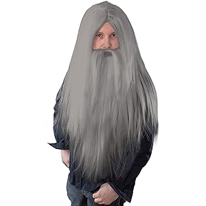 Parrucca E Barba Da Mago In Bianco - Costume Carnevale Per Uomo E Donna - Foto 13