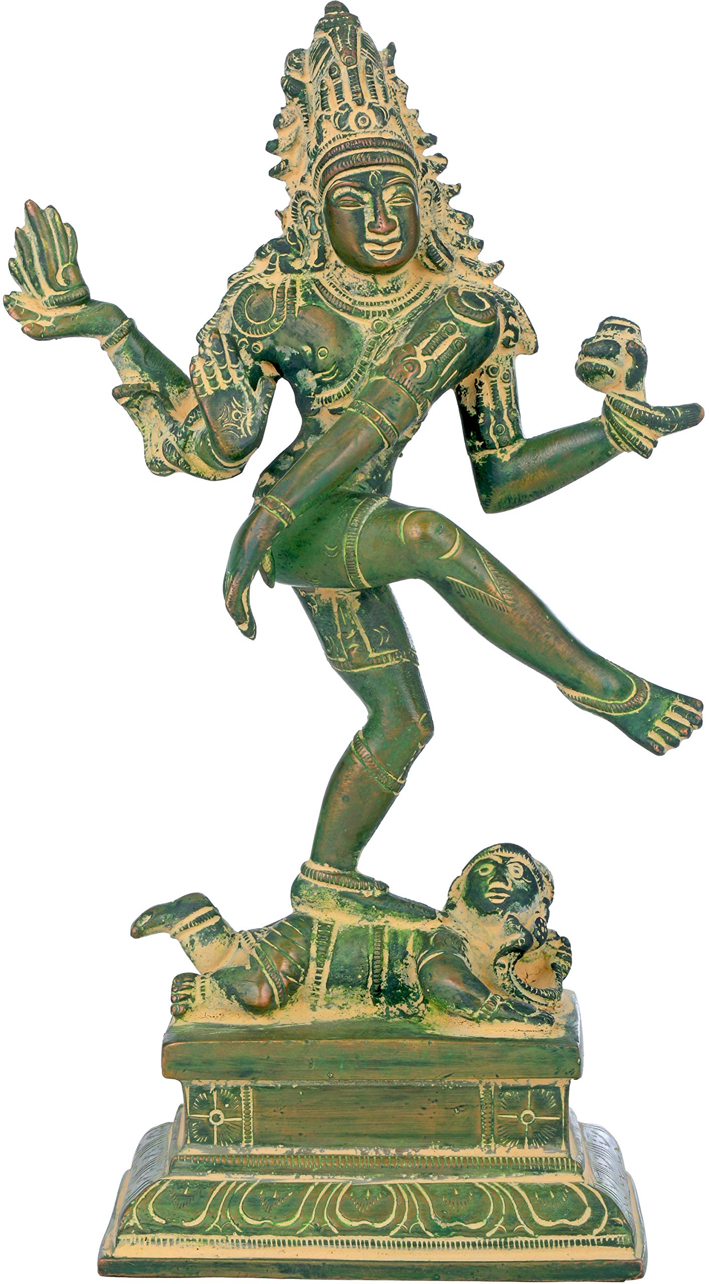 Statue de Shiva dansant en laiton vert antique pour décoration raffinée