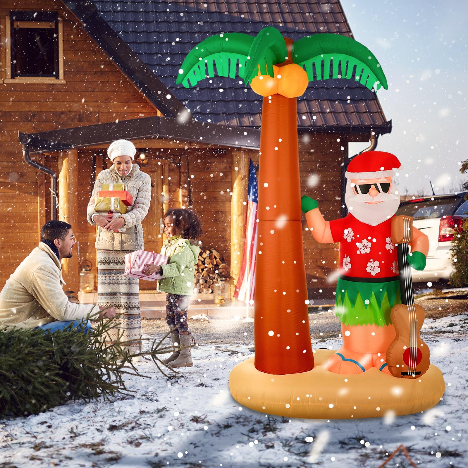 Liliful Babbo Natale gonfiabile per esterni, altezza 2,4 m, decorazione per esterni con luci a LED, per feste di Natale, giardino, prato, patio
