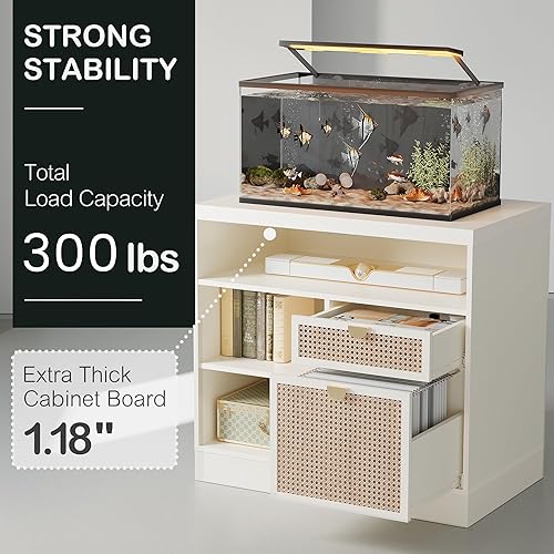 Miniatura 6 de Archivador lateral de ratán de 2 cajones, archivador de madera para oficina en casa con cerradura, tira de alimentación y estantes