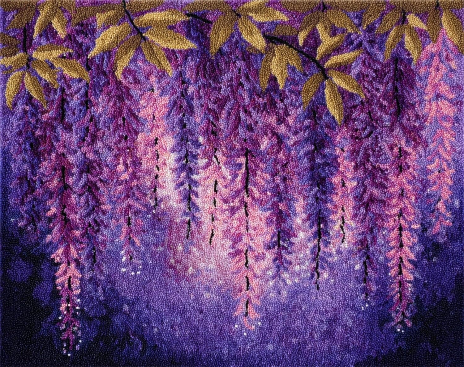 Henypt DIY Knüpfteppich zum Selber Knüpfen Aquarell-Glyzinie 80x160cm | Blumen Knüpfen Set Für Senioren Bedruckter Teppich Geschenke für die Feiertage,Wohnaccessoires