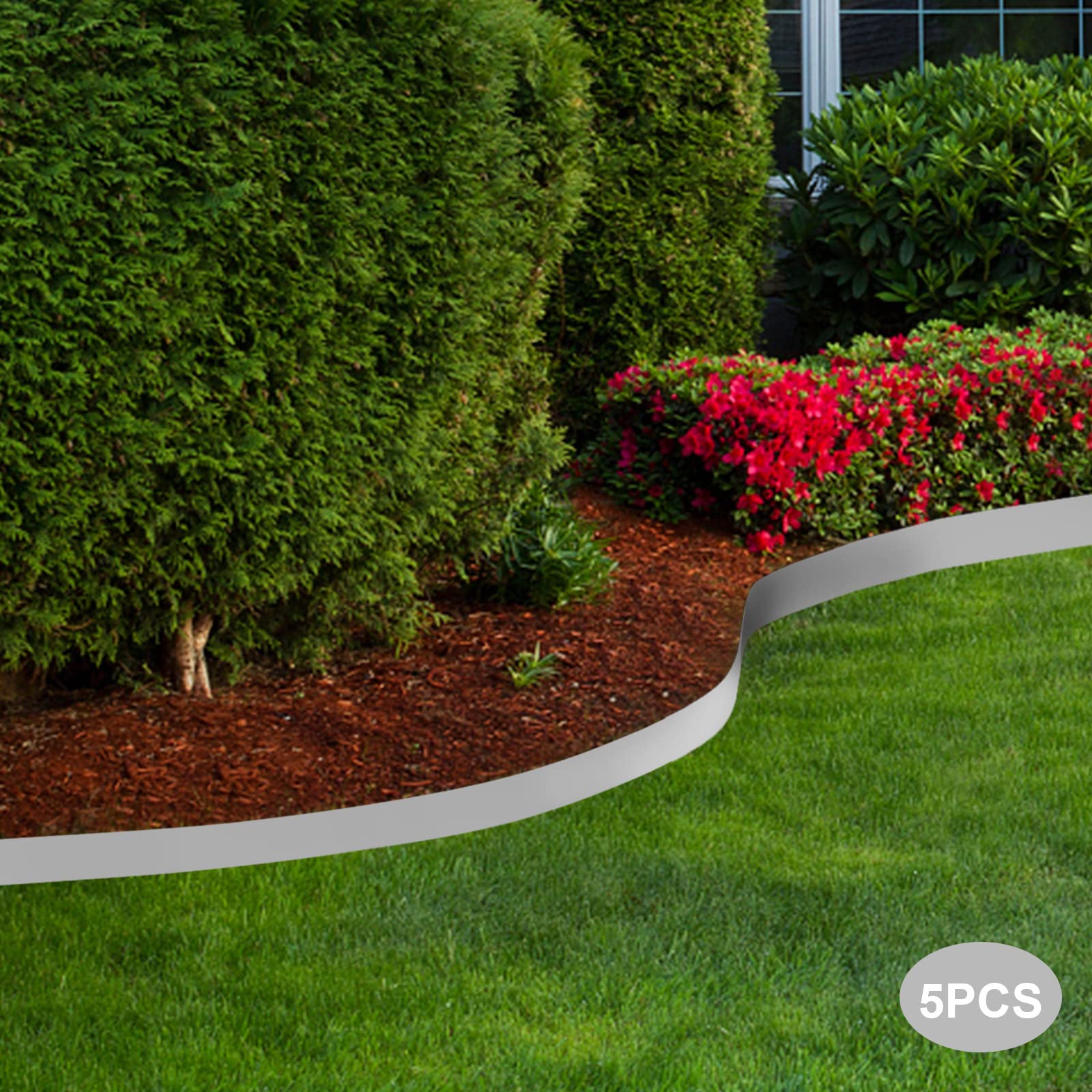 5Pcs Steel Lawn Edging, Metal Landscape Edging, 3