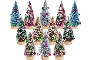 12Pcs Mini Christmas Trees Small Pastel Bottle Brush Trees