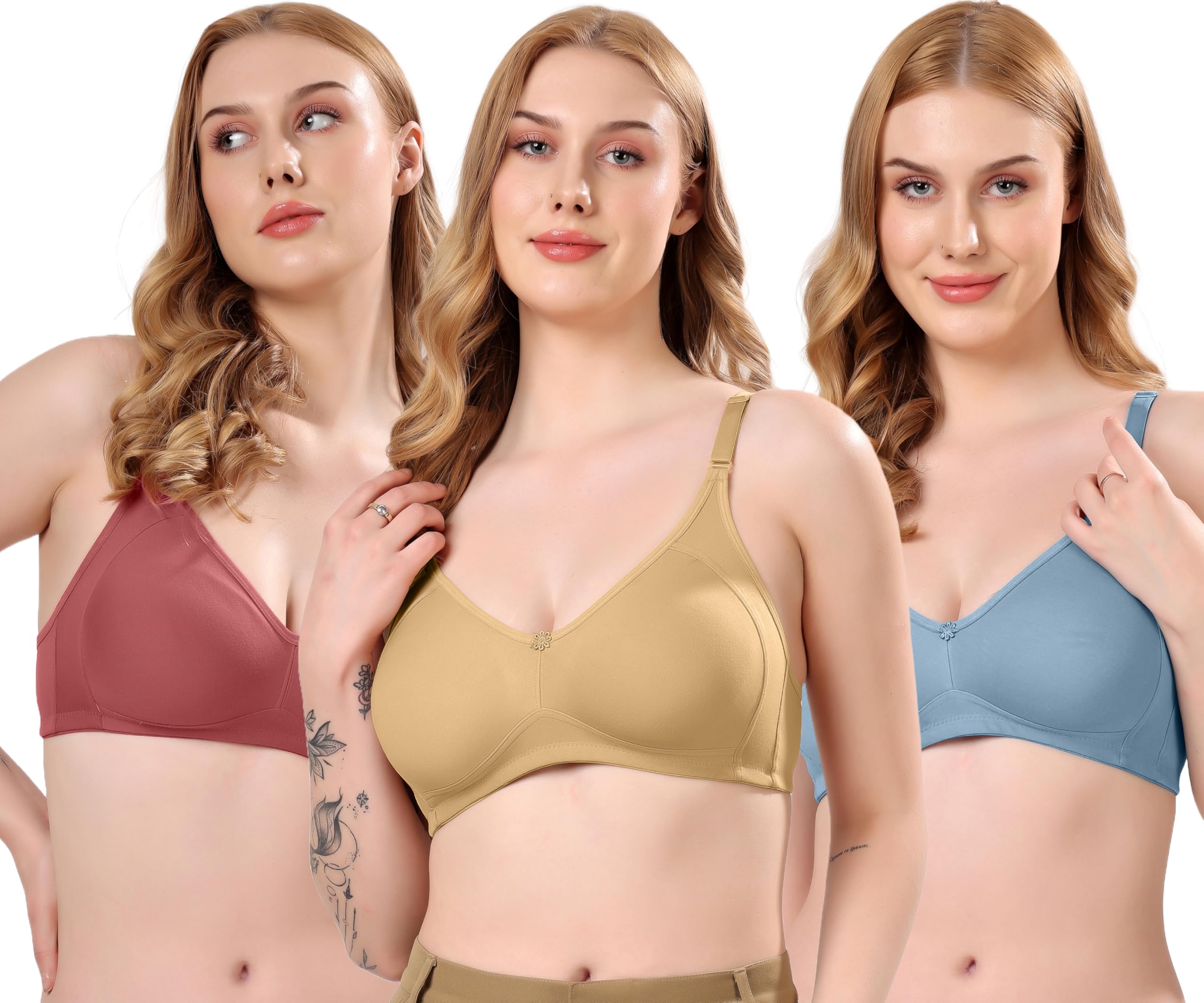 london hills Regular Bra for Women Everyday Non Padded Wire Free Full Coverage Cotton Blend-picture-47