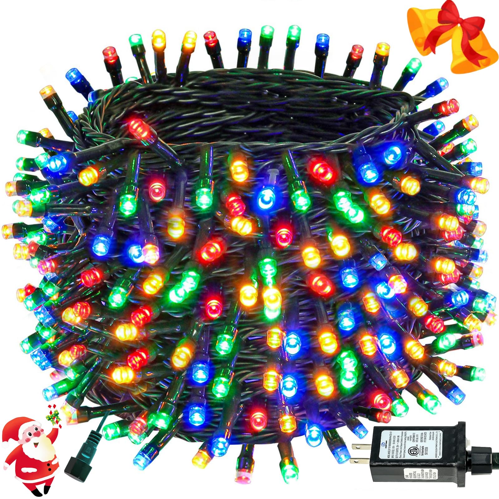 Connectable 99Ft 300LED Christmas String Lights Outdoor Indoor, Multicolor