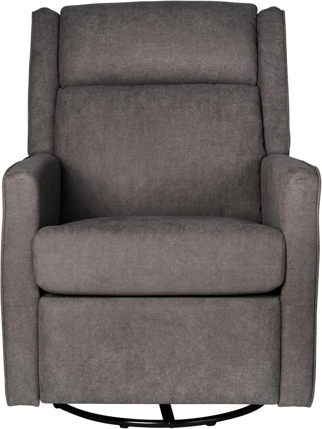 Merrick Lane Dara Manual Swivel Glider Rocking Recliner, 3 Position Recline, 360 Degree Swivel, 20 Inch Round Base, Dark Gray