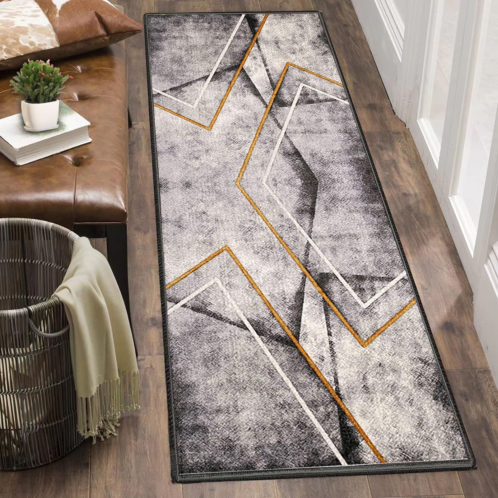 Dywan do długiego korytarza 60 x 200 cm antypoślizgowy chodnik kuchenny Chłonny chodnik wejściowy dywan do przedpokoju, dywanik kuchenny, dywanik do przedpokoju, kuchni, salonu, sypialni