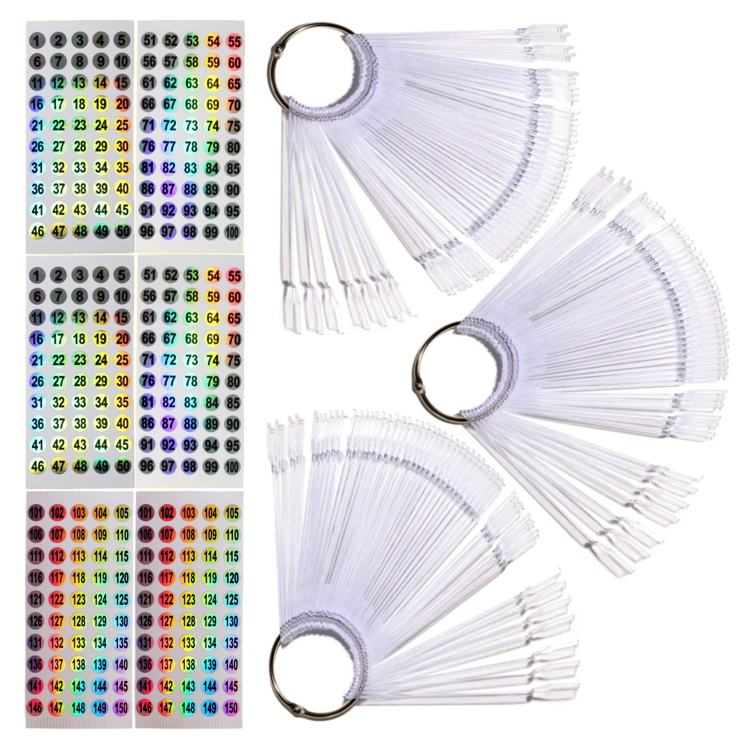 Nail Swatch Sticks with Ring for Nail Color Display Nail Art Supplies Nail Practice Samples (150pcs, transparent)