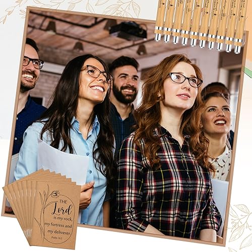 Miniatura 5 de Kisston Juego de 100 piezas de regalos de versículos bíblicos, bolígrafos cristianos a granel, cuadernos de versículos de la Biblia, cuadernos