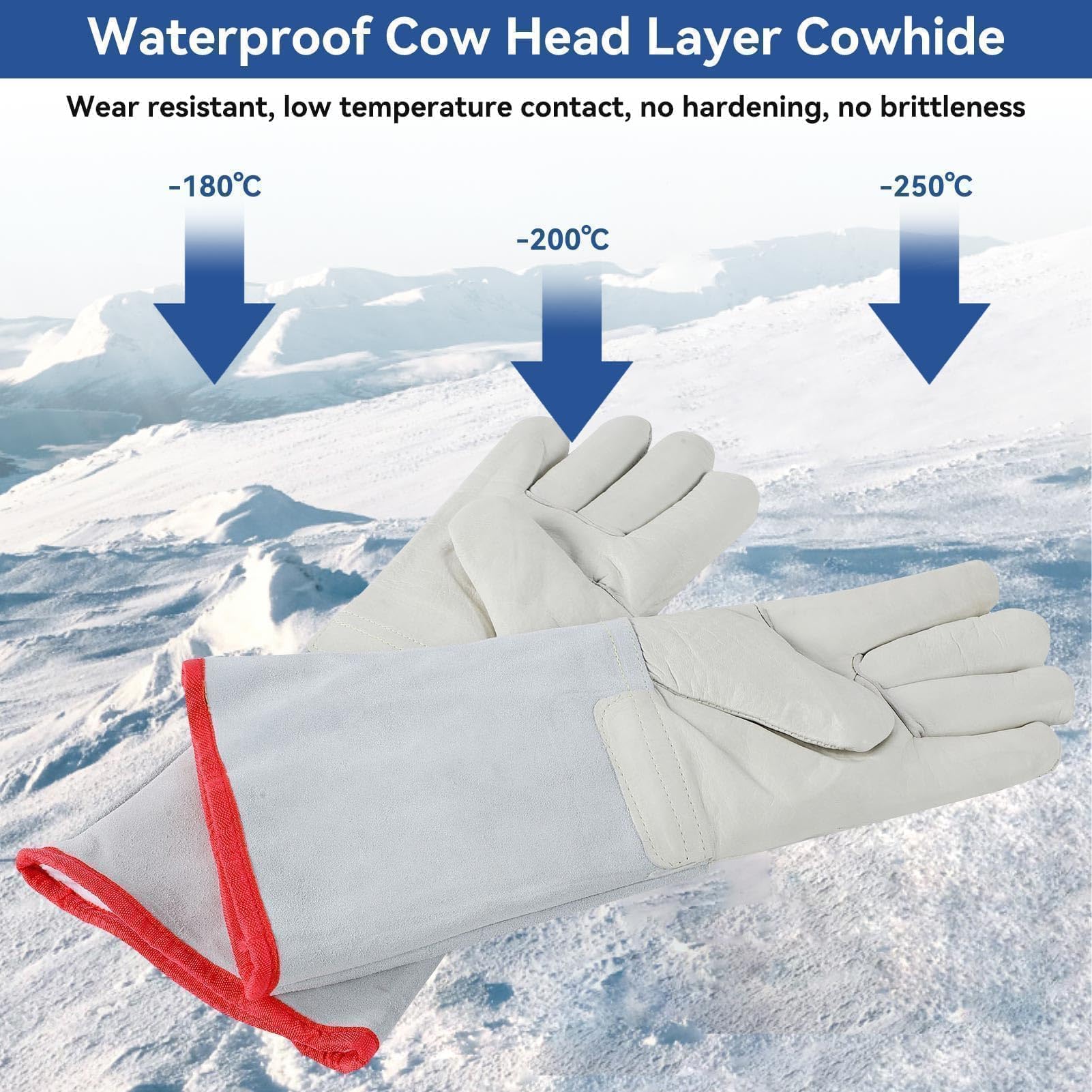 Gants cryogéniques, Gants de Protection Contre l'azote Liquide, Gants congelés, Gants cryogéniques Solides, Gants de Traitement de la Glace sèche, Gants de Protection Contre Les liquides, 40cm
