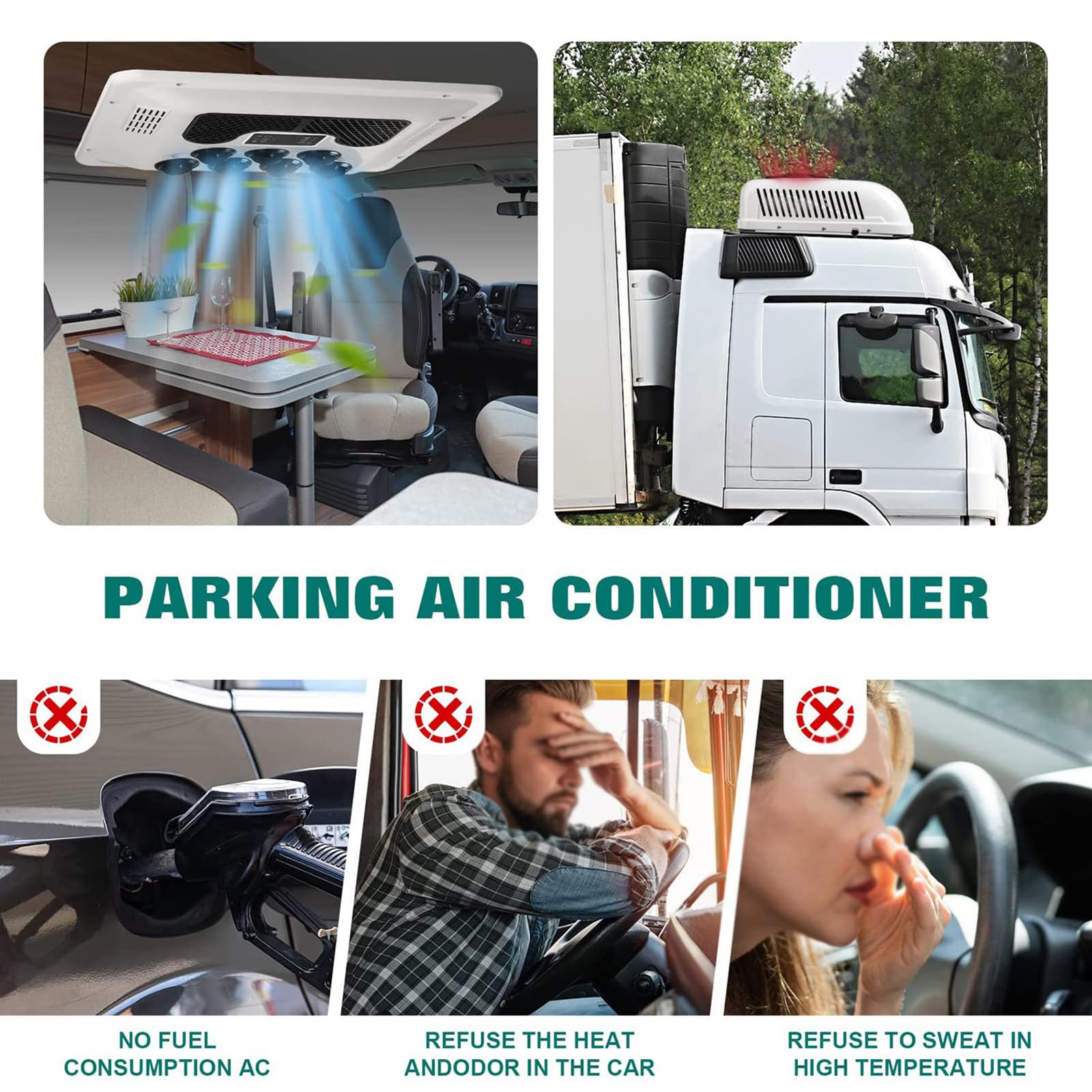 12V/24V DC RV Aire Acondicionado Aparcamiento Aire Acondicionado Cool Rooftop DC Unidad RV para CamióN RV Barco AutomóVil Camper Travel Trailer,White-24V