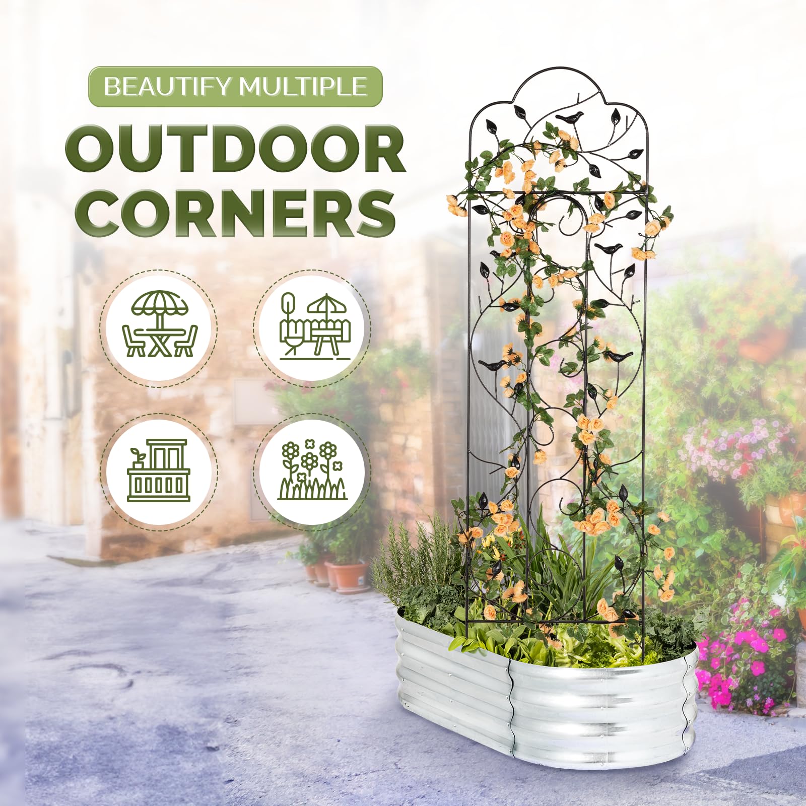 Snapklik Idzo 60in 5ft 100 Metal Garden Trellises For Climbing snapklik-idzo-60in-5ft-100-metal-garden-trellises-for-climbing