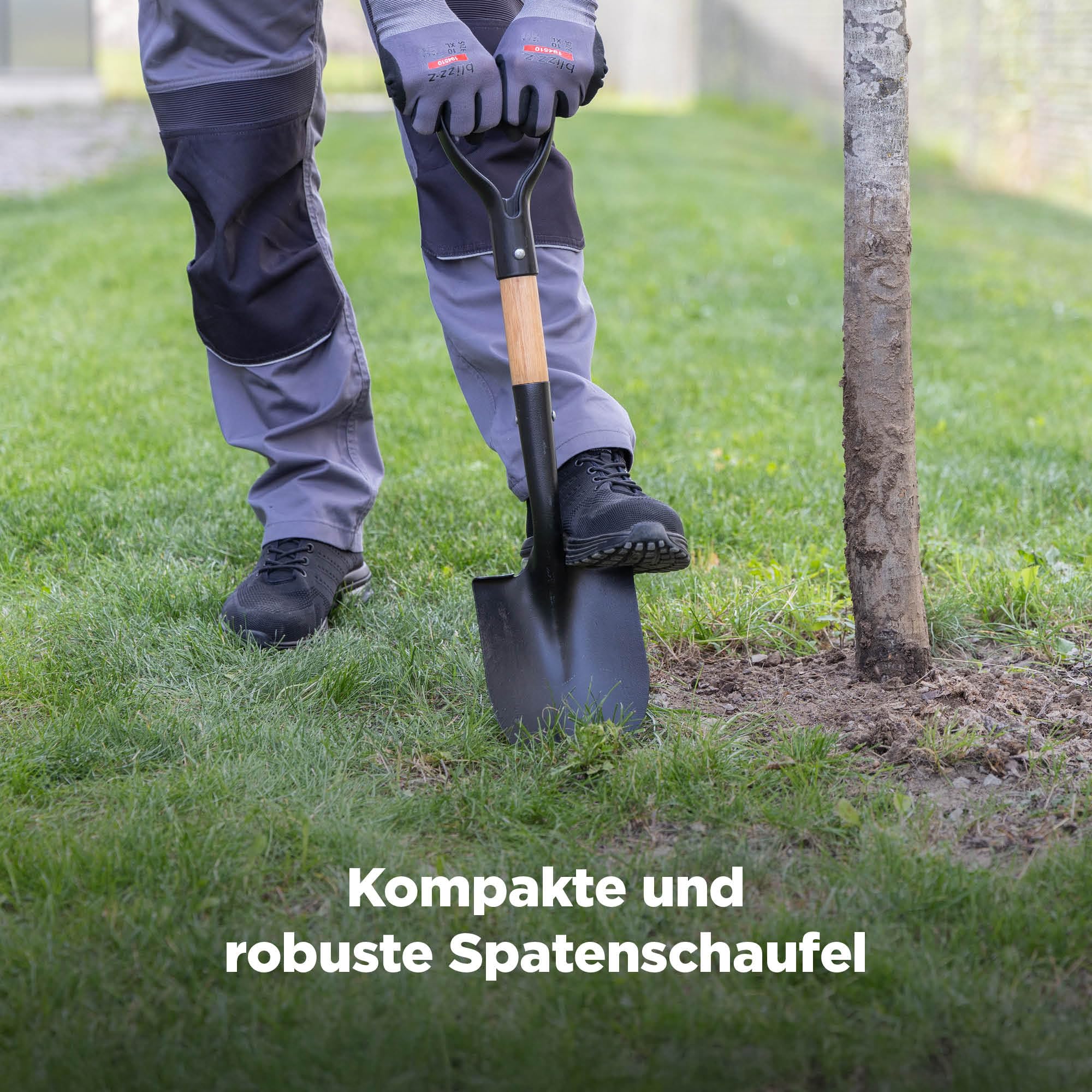 blizz-z Spatenschaufel kompakt mit D-Griff und robustem Holzstiel