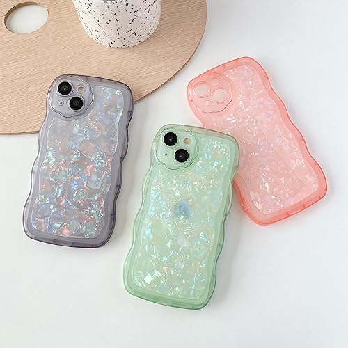 Miniatura 5 de Caseative Marco de onda rizada brillante con patrón de carcasa con purpurina compatible con iPhone (rosa, iPhone 11)