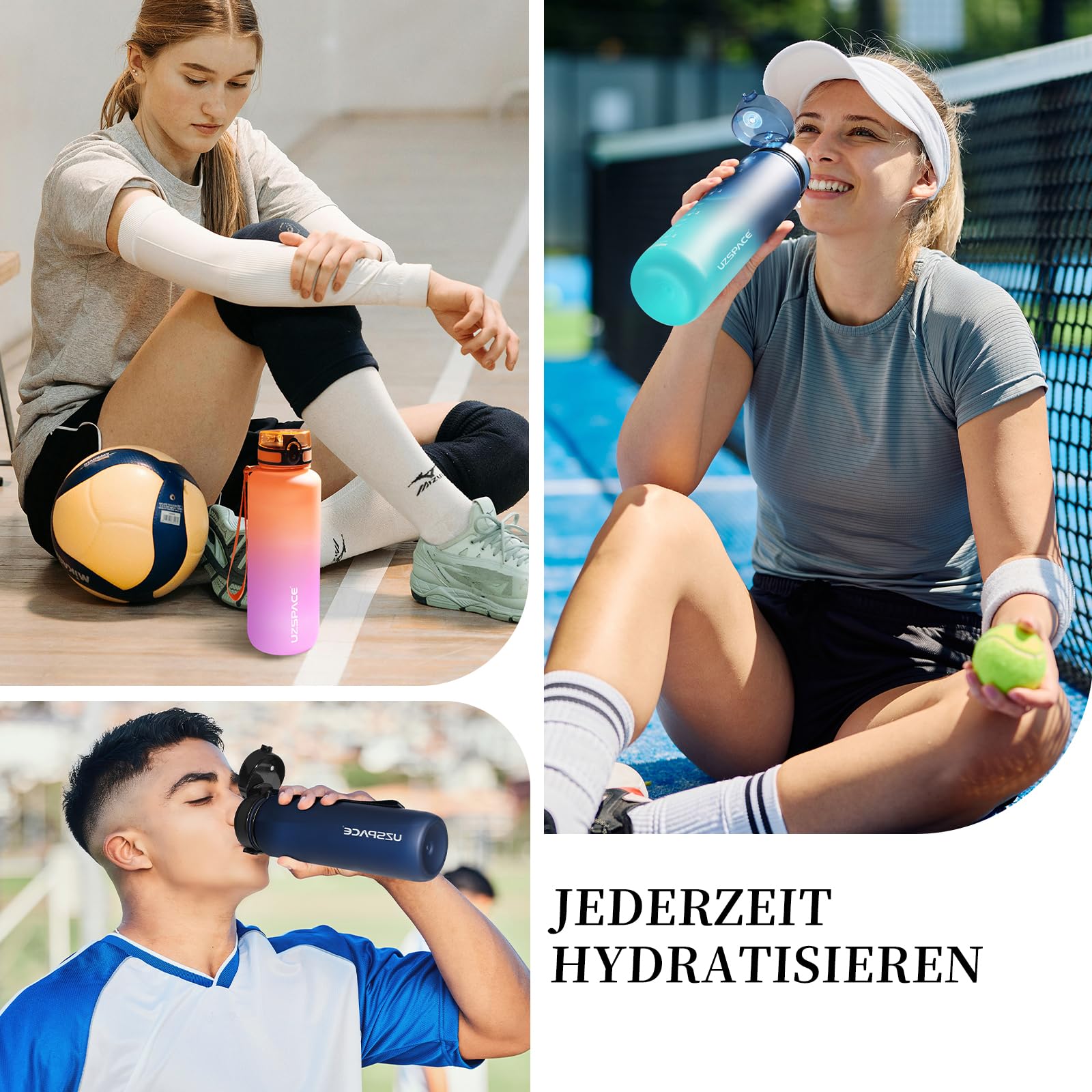 UZSPACE Botella Agua Deportiva,500ml/800ml/1000ml/1.5l, Tritan Botella Agua Sin BPA. Evitar Fugas de Agua y Ideal para el Ejercicio y los Deportes al Aire Libre — view 6