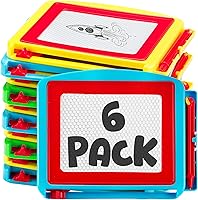 Bedwina Pack of 6 Magnetic Drawing Boards for Kids - Erasable Mini Doodle Pads, Mess-Free Sketch Toys, Party Favors & Stocking Stuffers