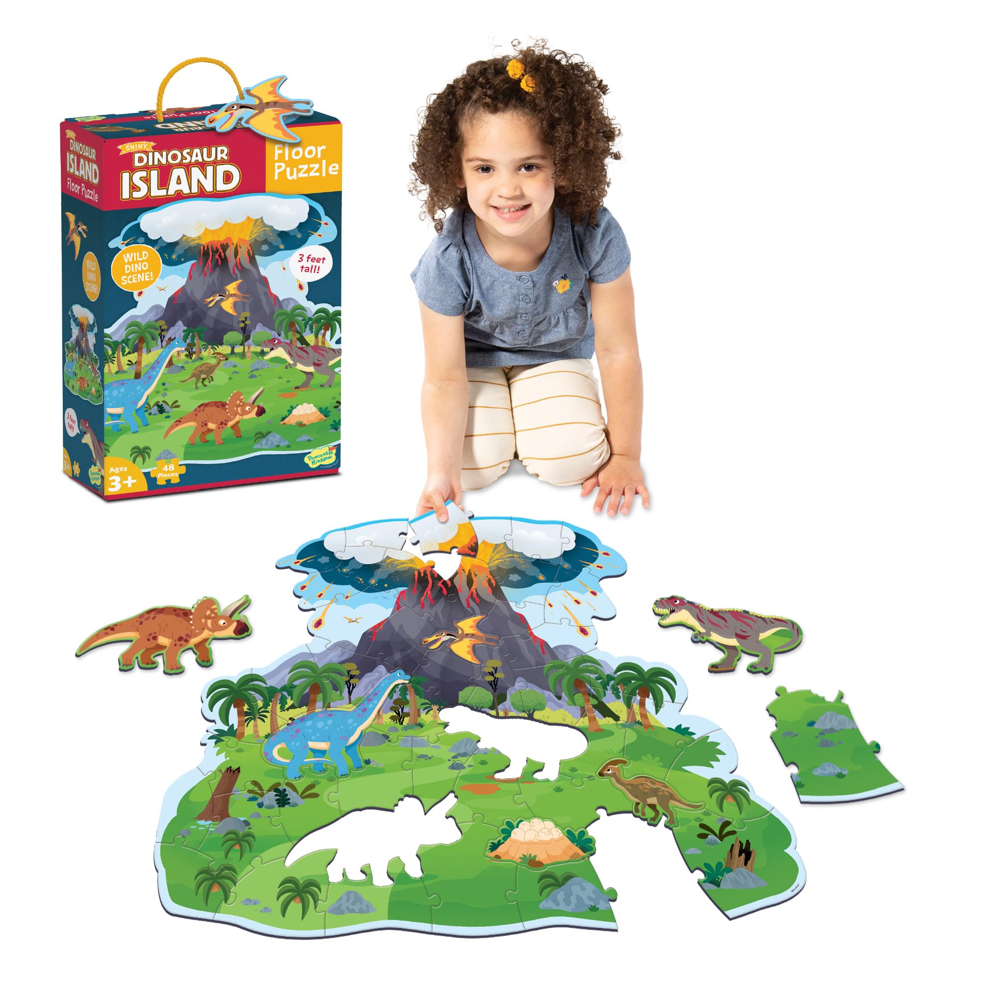Amazon.com: Peaceable Kingdom Dinosaur Island Floor Puzzle - Thick