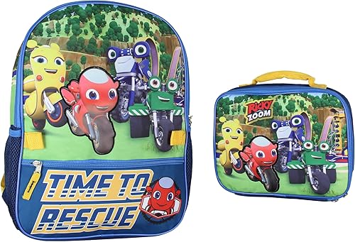 AI ACCESSORY INNOVATIONS Ricky Zoom - Juego de mochila de viaje escolar y lonchera Ideal para llevar juguetes, alimentos y bebidas, Azul