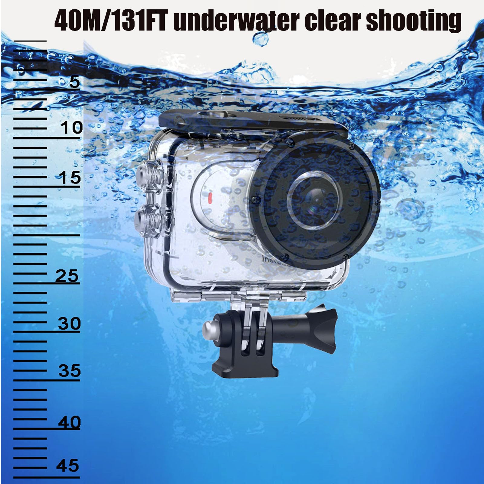 40M Waterproof Case for Insta360 GO 3, Underwater Dive Protective Shell Housing Case with Bracket Accessories Kit for Insta360 GO 3 Action Camera
