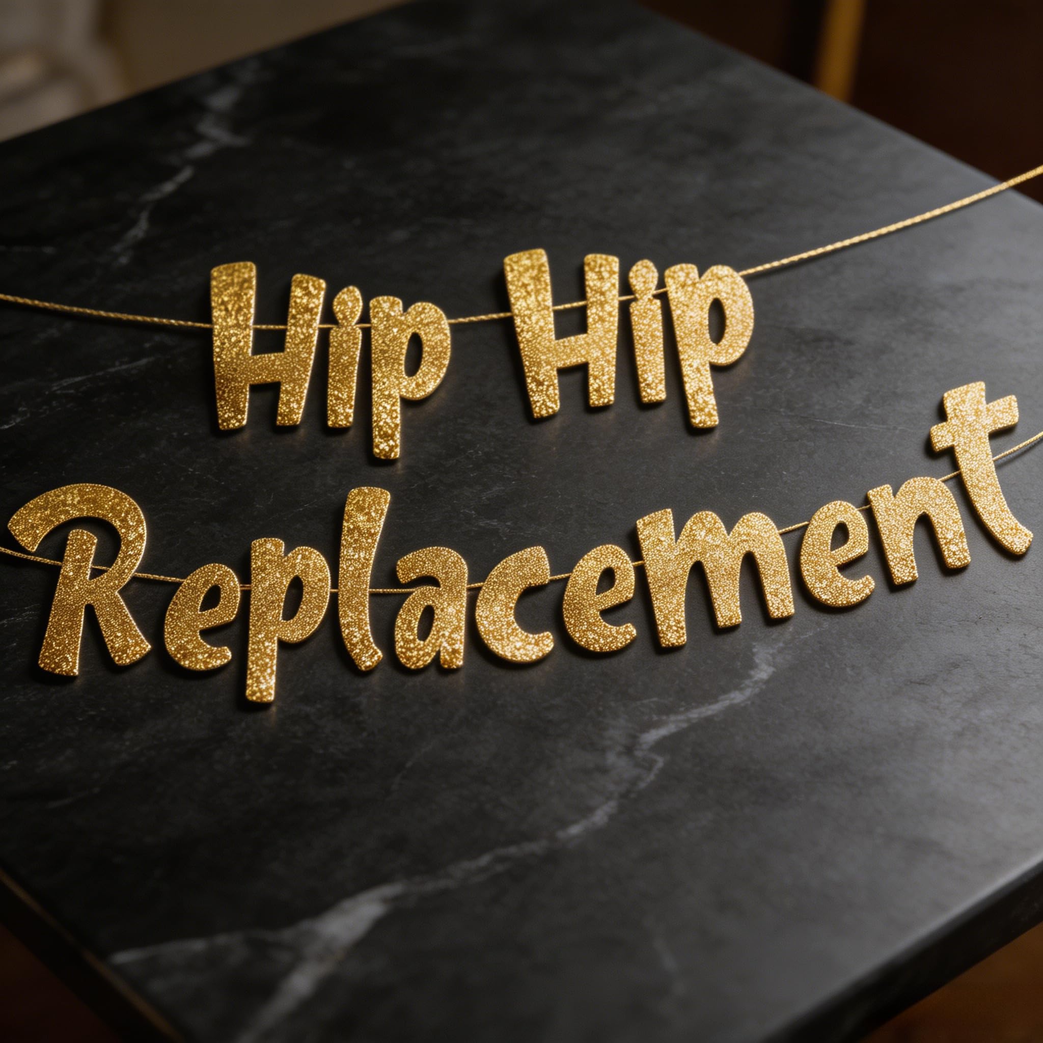 Gold Glitter Humorous Hip Hip Replacement Birthday Banner for 21st Birthday Party Decorations, Easy to Hang Indoor Outdoor Party Supplies