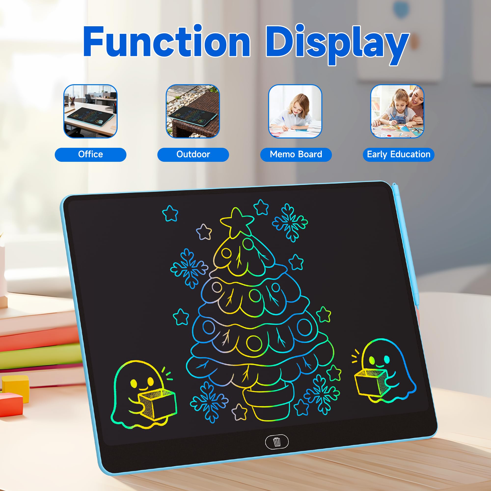 40,6 cm großes LCD-Schreibtablett für Kinder, buntes wiederverwendbares elektronisches Doodle Board mit Stylus, pädagogischer Zeichenblock für Mathematikübungen und Lernen, unverzichtbares