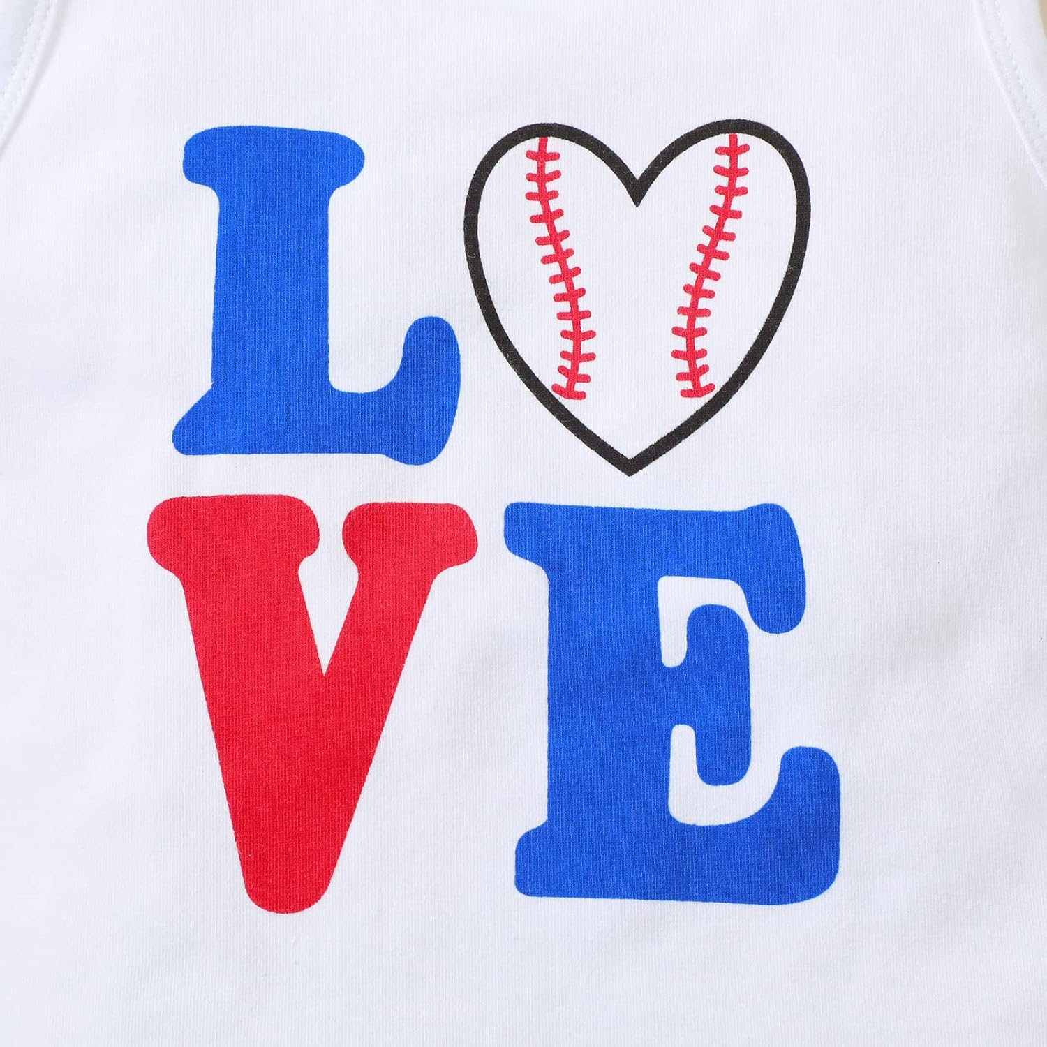 Magic Park 6M-8Y Girls Baseball Short Set Outfits Toddler Love Baseball Vest Shirt Tops Short Pants Kids Summer Clothes - Image 4