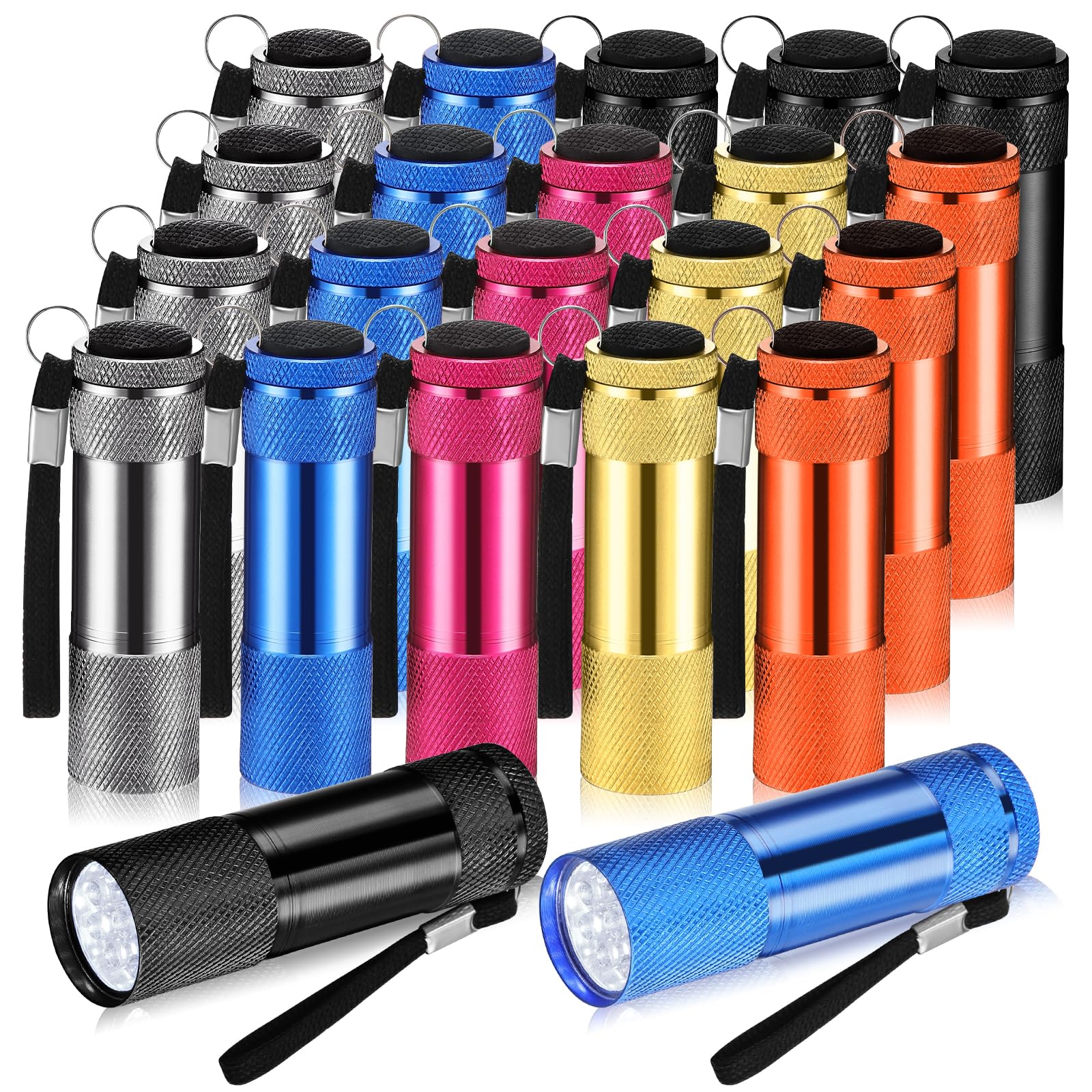VIHOSE 20 Pcs Mini Flashlights Bulk, Bright Aluminum Handheld Flash Light with Lanyard Small LED Flashlights for Night Reading Emergency Hurricane