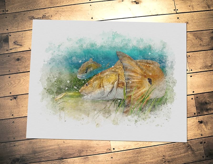 アートパネル　レッドフィッシュ Redfish Wall Art: Steel Red Drum Fish Decor - Etsy