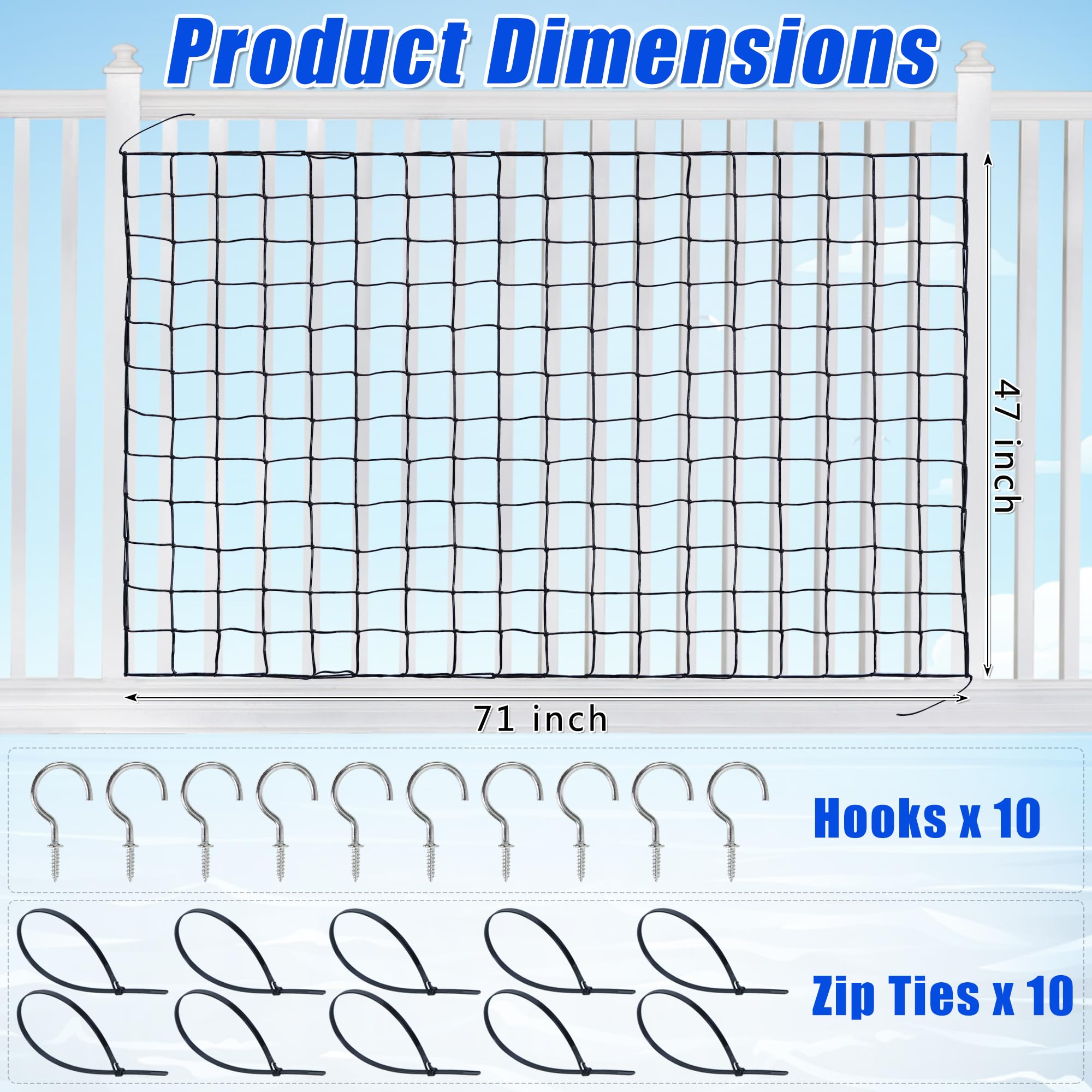 Filet De Rangement Géant Pour Jouets De Piscine 120x180cm - 20 Crochets Inclus - Corde élastique 3mm