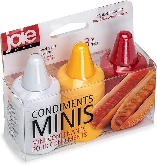 Joie Condiment Mini Squeeze Bottles with Nozzle Caps, NonStick