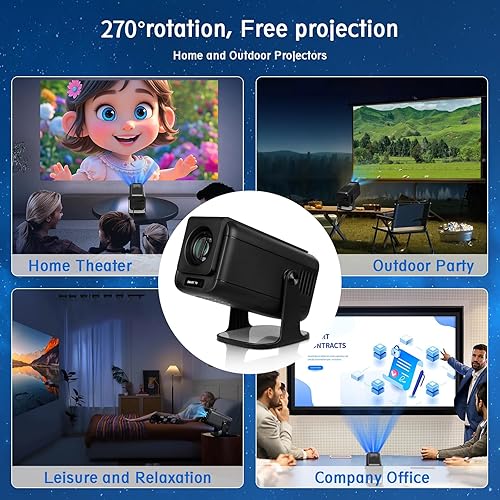 Miniatura 3 de Mini proyector, proyector portátil V1, nativo 1920* 1080P soporte 4K parse con doble banda WIFI6 5G inalámbrico 5.0 Bluetooth Android 13, 600ANSI,