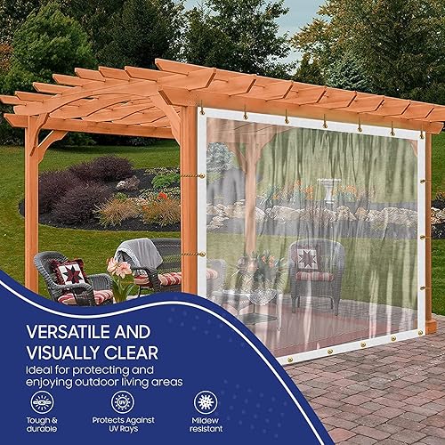 Miniatura 3 de Lonas Now - Lona de vinilo transparente ignífuga de grado marino con ojales de latón, impermeable, resistente, cubierta de hoja, lona multiusos para