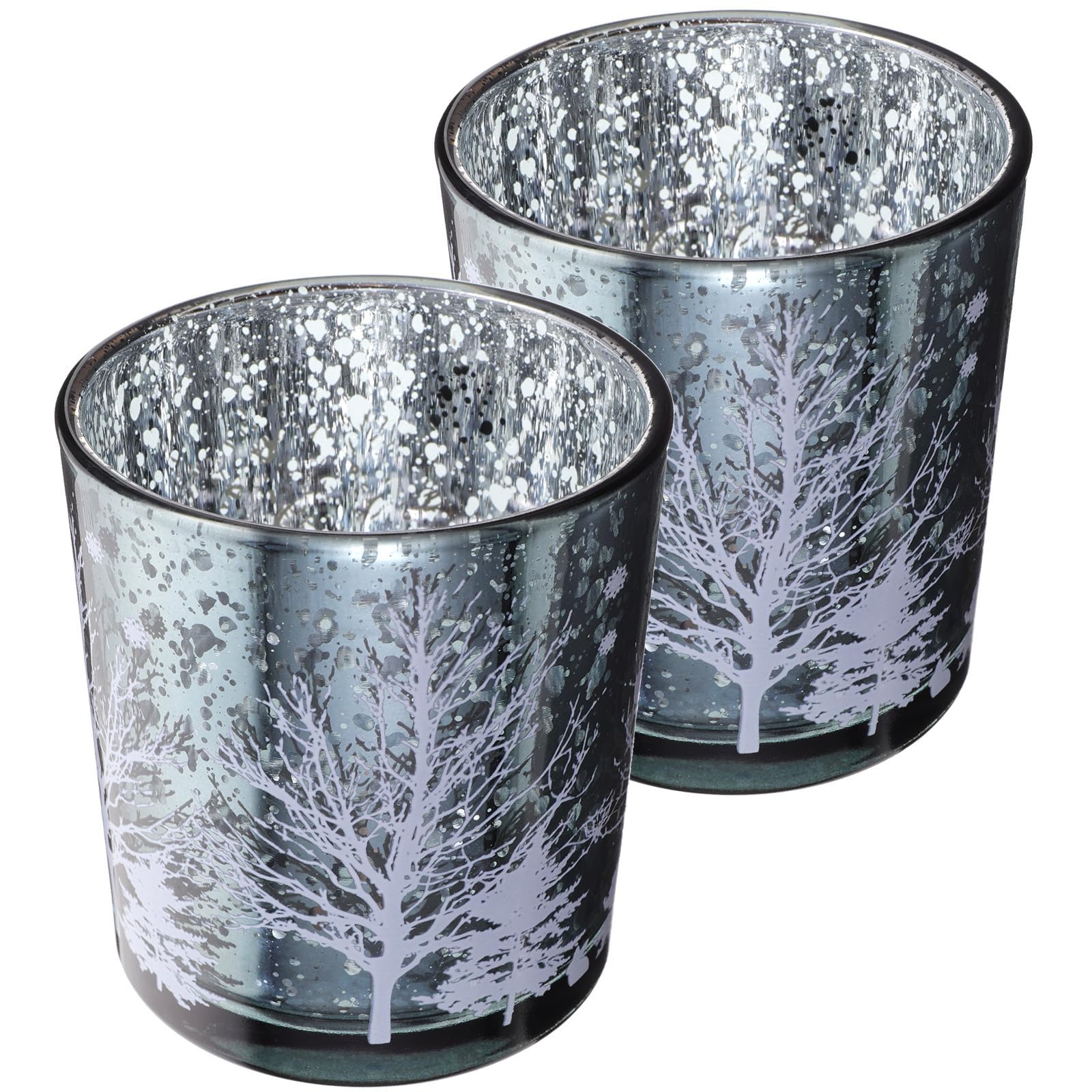 Toyvian 8 Piezas Portavelas de Cristal Navideño Diseño de Árbol de Navidad