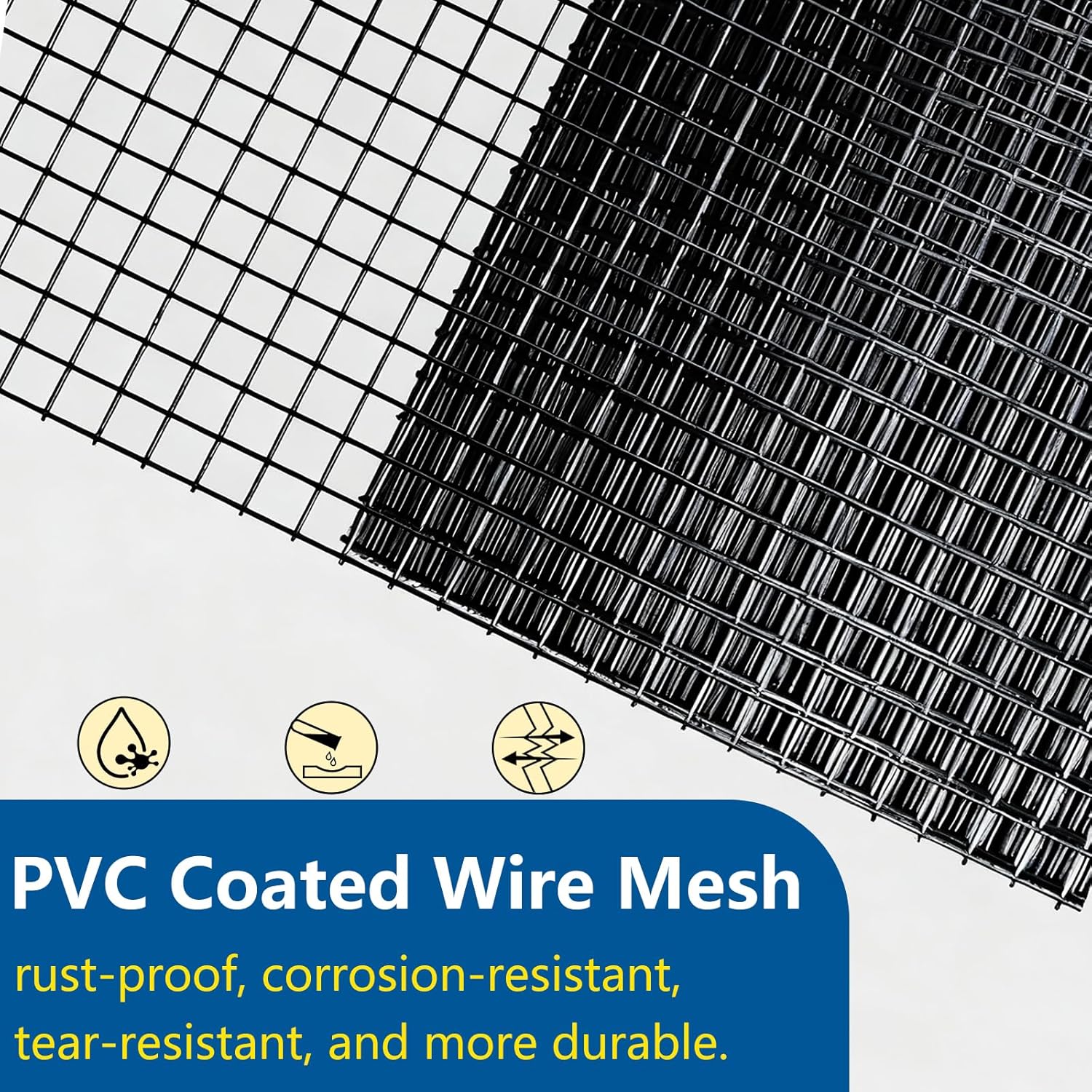 Black Hardware Cloth 1/2 inch 19Ga PVC Coated Wire Mesh Vinyl Coated Fence Welded Metal Chicken Wire Fencing Roll (1/2 inch 24in x 100ft)